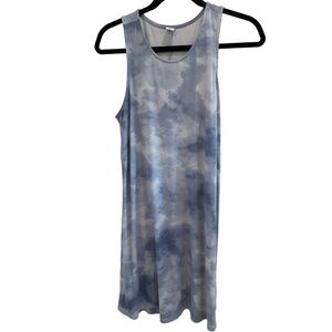 OLD Navy Women Dress Medium Blue Tie Dye Sleeveless Tank Midi Casual Size Medium
